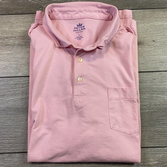 Peter Millar Seaside Wash Golf Polo Pink Large L - Picture 1 of 7